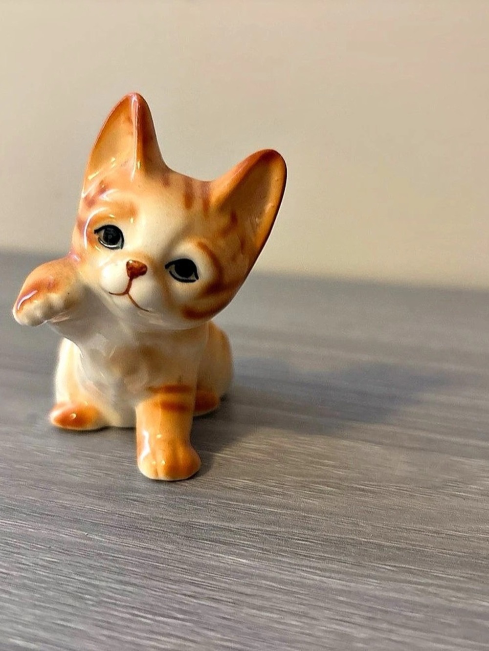 Vintage Orange Ceramic Small Cat Figurine